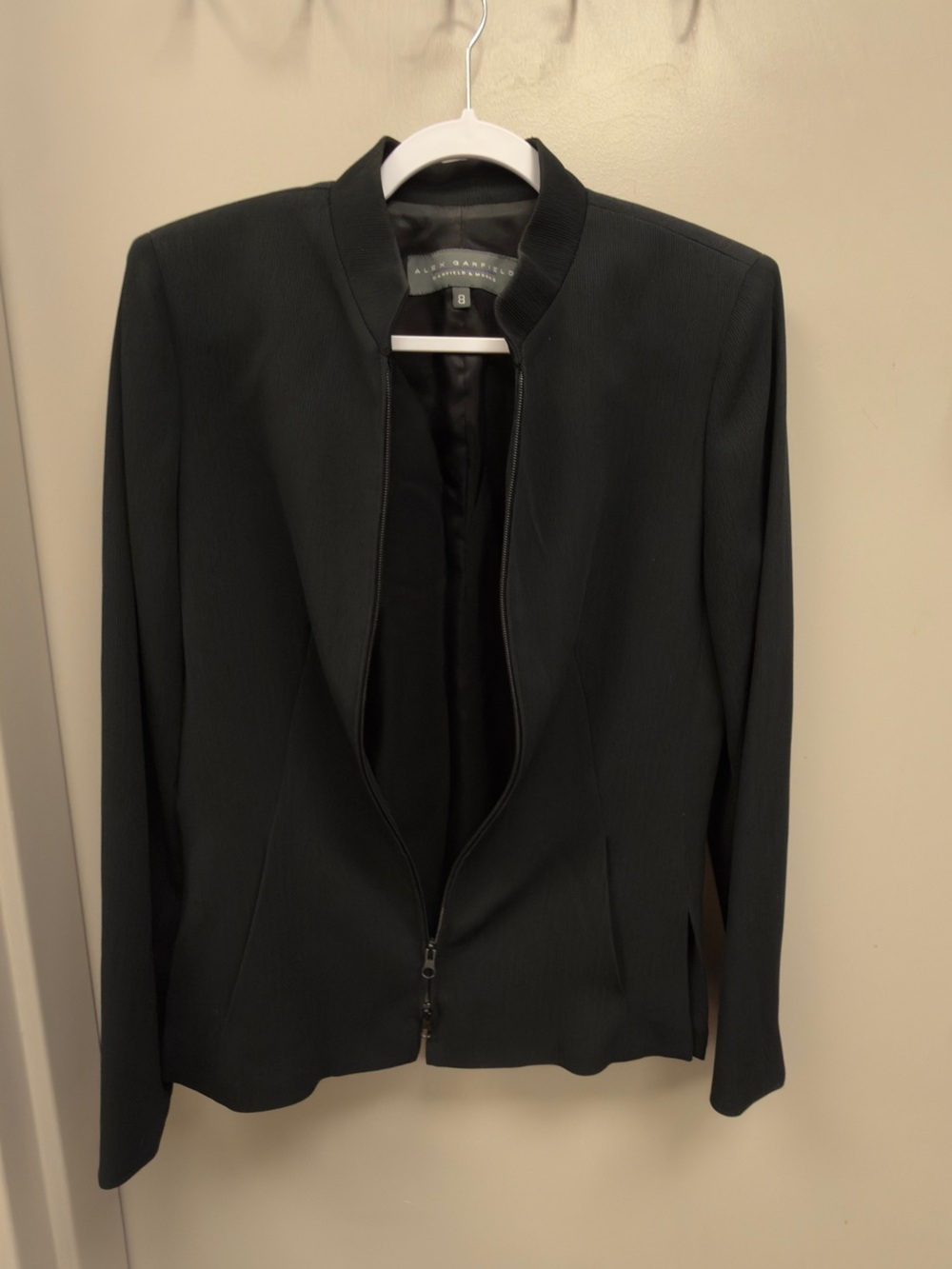 Vintage Alex‎ Garfield Ribbed Zip Front Minimalist Blazer Jacket Size 8